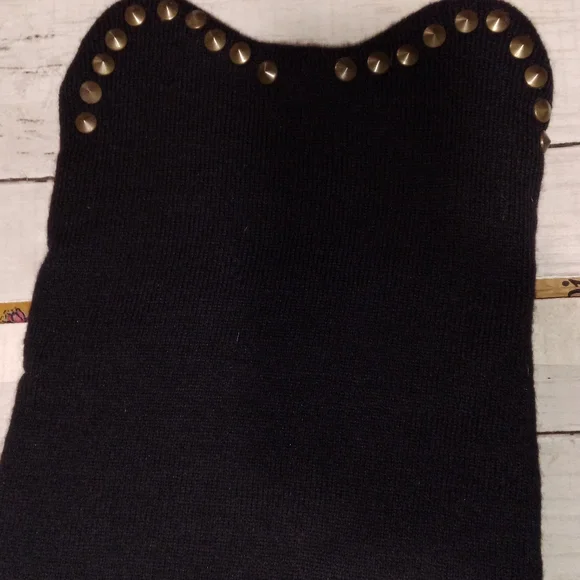 BCBGeneration Accessories Black Knit Beanie Hat Brass Studs